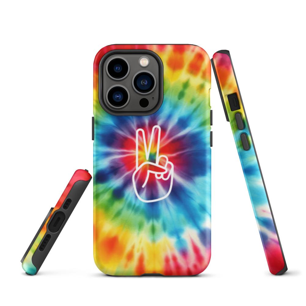 Tie Dye Peace Sign iPhone 13 Pro Tough Case - Glossy Finish - https://ascensionemporium.net